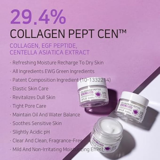 APLB كريم الوجه كولاجين EGF ببتيد | كولاجين بيبت سن 29.4% 1.86 أونصة سائلة/العناية بالبشرة الكورية، العناية بالمرونة، الترطيب العميق، تنشيط البشرة بلطف وتحسين نسيج البشرة - Image 2